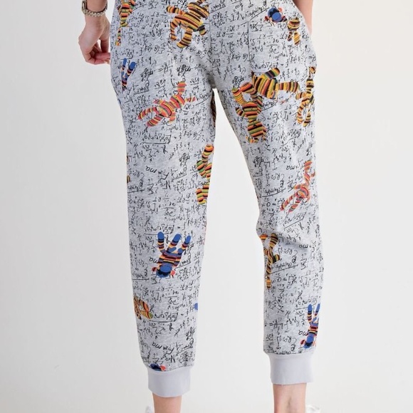 New Easel Novelty Print Jogger Women's Math Equation Monkey Artsy Lounge Pants - Picture 8 of 8